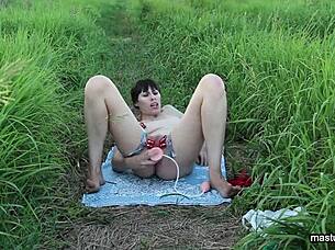 Extreme outdoor anal dildo solo masturbation