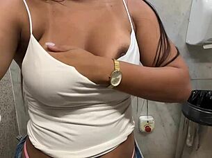 Couldn't hold back, masturbating my wet pussy in the mall bathroom 👀💦