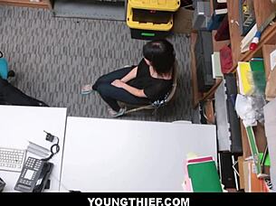 Cute Brunette Teen Shoplifter Fucked Hard!