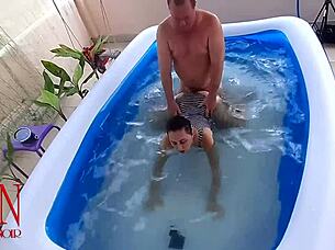 Regina Noir dominated underwater roughly sucking fucking poolside