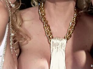 two lingerie blondes paige cindy pounded in ffm threesome