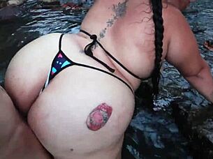 big ass chick fucked hard by river for cash