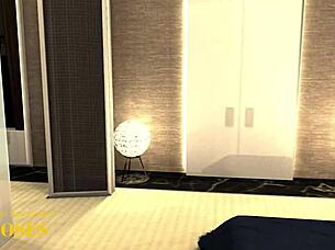 Nude slut poses erotically before black cock anal in shop