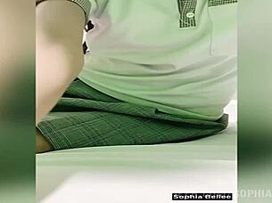 mexican college girl sophia bellee stuffs dildo then fucks school friend homemade