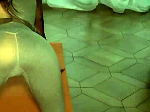 Petite yoga pants ass job ends with hot cumshot