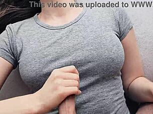 a girlfriend unloads hot cumshots all over my new gray t-shirt pov