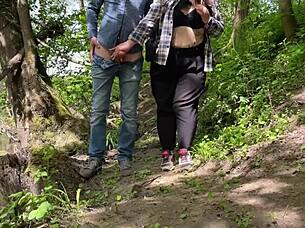 curvy mature chubby risks public park exposure for monster cock pounding