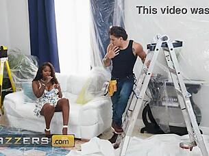 bored athletic housewife rayne carter deepthroats cumshots facials from handymen in heels pov