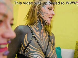 whoa, split-tongue tattooed lesbians dive into toy-filled anal atm fun with huge tits and orgasms! 🔥🍑💦😍