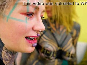 whoa, split-tongue tattooed lesbians dive into toy-filled anal atm fun with huge tits and orgasms! 🔥🍑💦😍