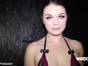 anastasia rose takes gloryhole gangbang pounding close up in wolf whistle studios!