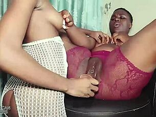 Lesbian roommates drill each other deep with 12 inch dildo in dorm