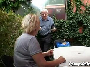 petite teen bent over fucked rough by old cock deep in forest outdoor taboo