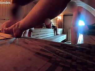 hey watch my athletic milf wife teasing flashing ass in public sauna gym hidden cam