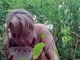 Bound french maid slut flashes chained in public