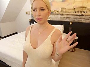 Blonde bombshell with huge tits ass fucks hotel neighbor