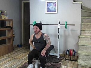 Gym forbidden wild sex between weights mats and fat bbw ass shaking