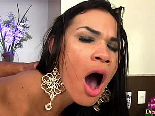 Tgirl Erika Lee takes intense double anal pounding