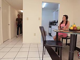 big boobie babysitter kelsey jones licks cock hungrily