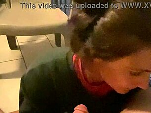 wife sucks monster cock in hotel till mouthful cum