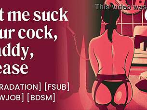 submissive brat begs daddy facial after bdsm toy bondage