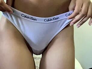 petite pigtail teen shows puffy tight pussy vibrator play