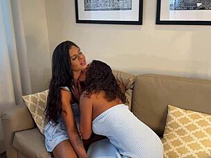 hot latina brunettes 3some blowjob rough doggystyle big cock creampie