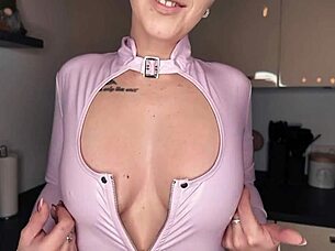 German Tattooed Pierced Nipples Babe Strips Latex Naked Ass