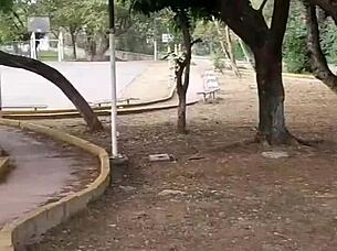 beruka horny latina parks toy-stuffed huge shaved pussy