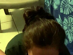 wife sucks monster cock in hotel till mouthful cum