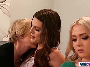 bff licks milf's huge tits hot