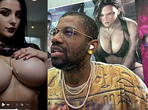 Tan Big Breast Goth Slut Teases Cum-Covered Cock in Lara Croft Cowgirl Ride