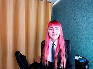 makima cosplay femdom begs for your creampie in tight pussy?