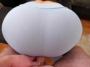 Caught Masturbating and Fucked Through Tight Yoga Pants Hole