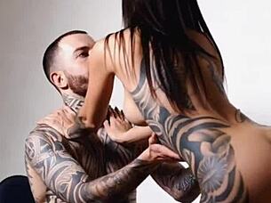Tattooed skin ignites passionate couple desires deeply