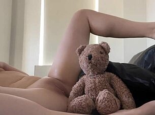 morning yoga stretching routine turns into solo tease