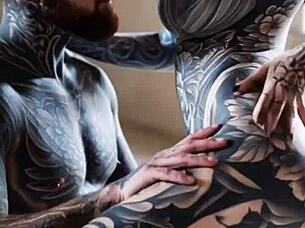 Tattooed skin ignites passionate couple desires deeply