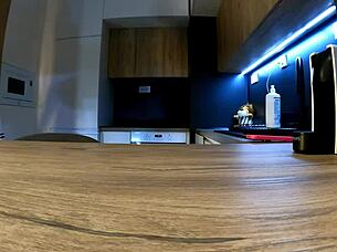 redhead wife flaunts miniskirt and pink panties strip