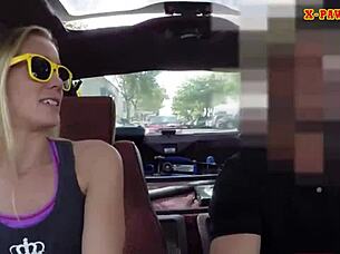 blonde bimbo's petite tits bounce in nasty pawnshop group pounding.