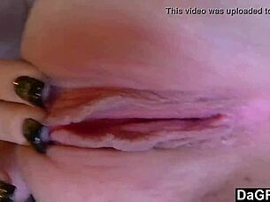 Teen strips tattoos piercings fingers pussy on bed for quick sex cash.