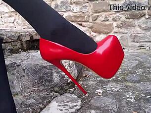 provocative milf legs in heels lingerie pantyhose beg for your touch