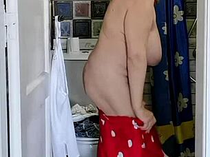 A day with mature Maria features toilet peeping and JOI fun