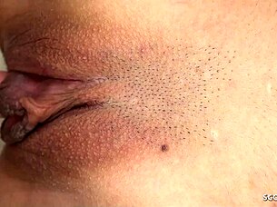 skinny small tits japanese teen cums on shaved pussy in jav threesome