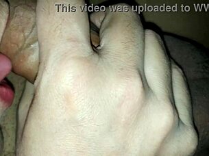 teasing my lover's cock while hubby strokes himself in hot mmf cuckold thrill