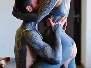 Tattooed skin ignites passionate couple desires deeply