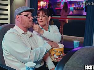 cinema teen athena faris rides boyfriend's cock moaning wildly