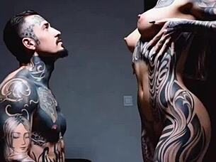Tattooed skin ignites passionate couple desires deeply
