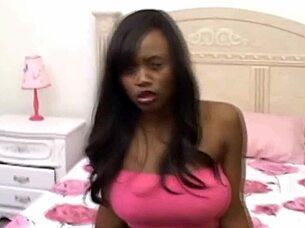 sexy ebony beauty's big natural tits bounce wild