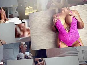 busty blonde australian pornstar soaks shower in wet t-shirt