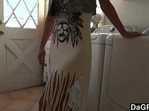 blonde babe returns from shopping craving a ride